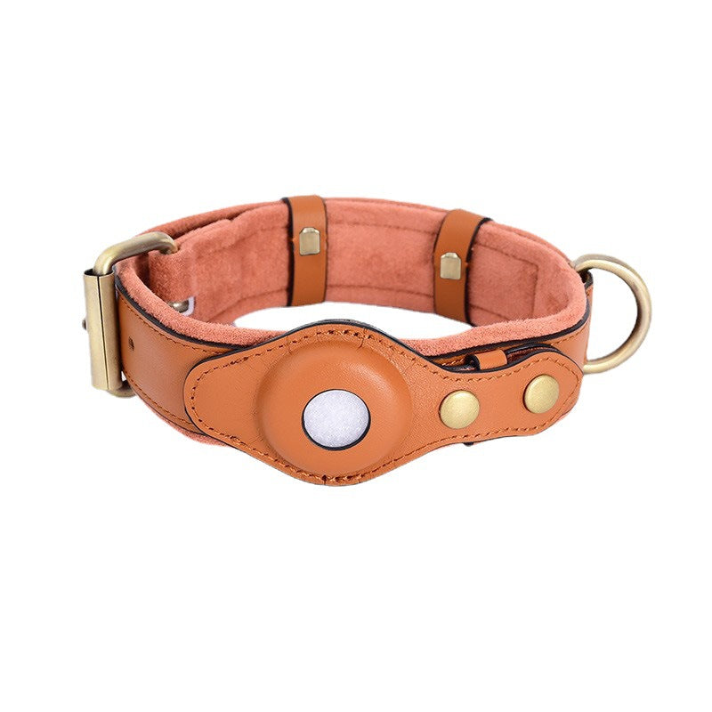 Adjustable Suede Dog Collar with AirTag Holder