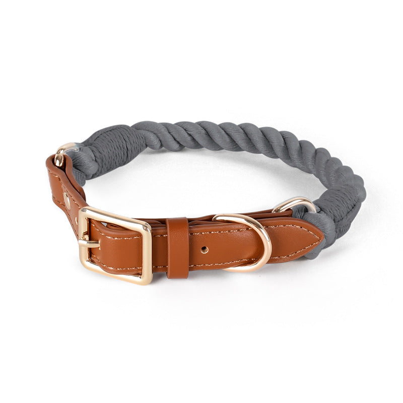 Handmade Cotton Dog Collar and Leash Set