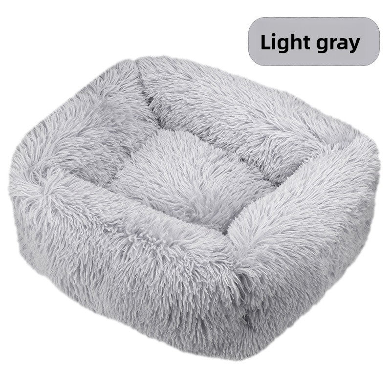 Square plush pet bed
