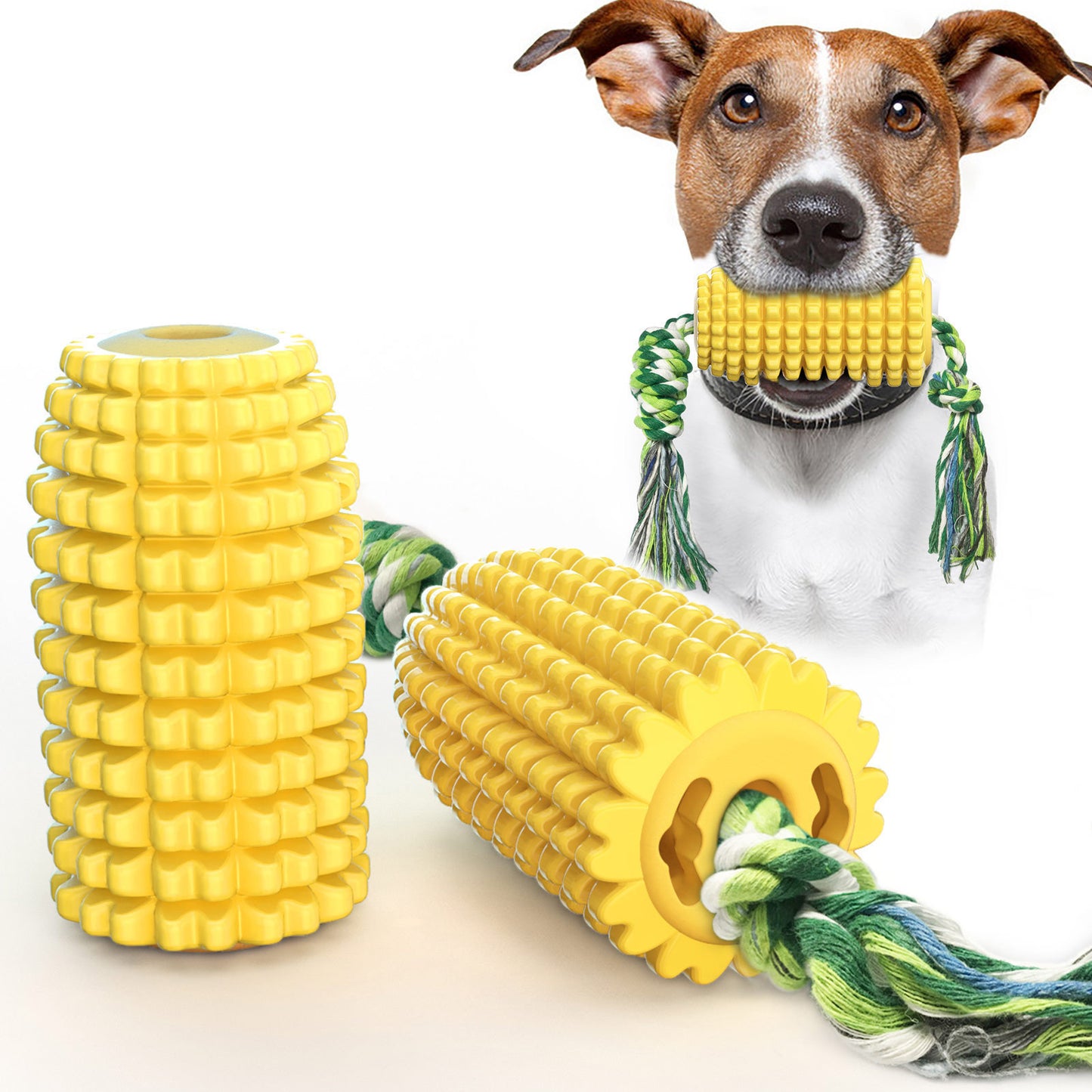 Dog Chew Toy ? Corn-Shaped Squeaky Molar Toothbrush Stick