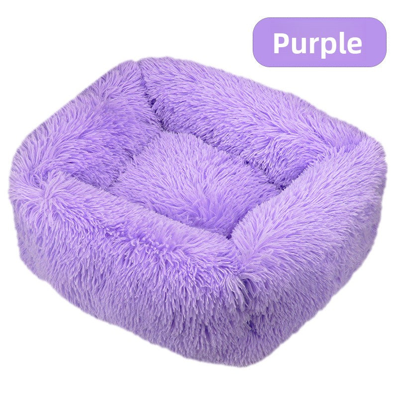 Square plush pet bed