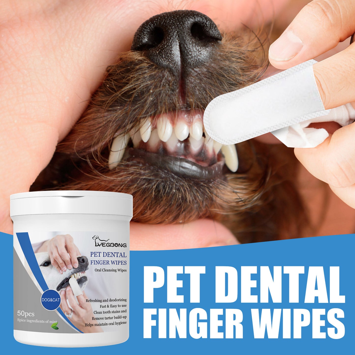 Pet tooth and finger wet wipes