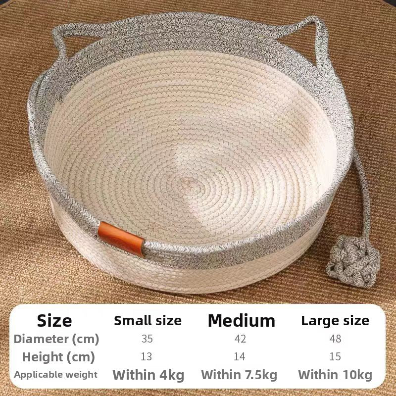 Rattan Woven Cat Bed with Cotton Pad