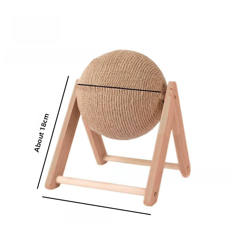 Wooden Cat Scratching Ball with Hemp Rope