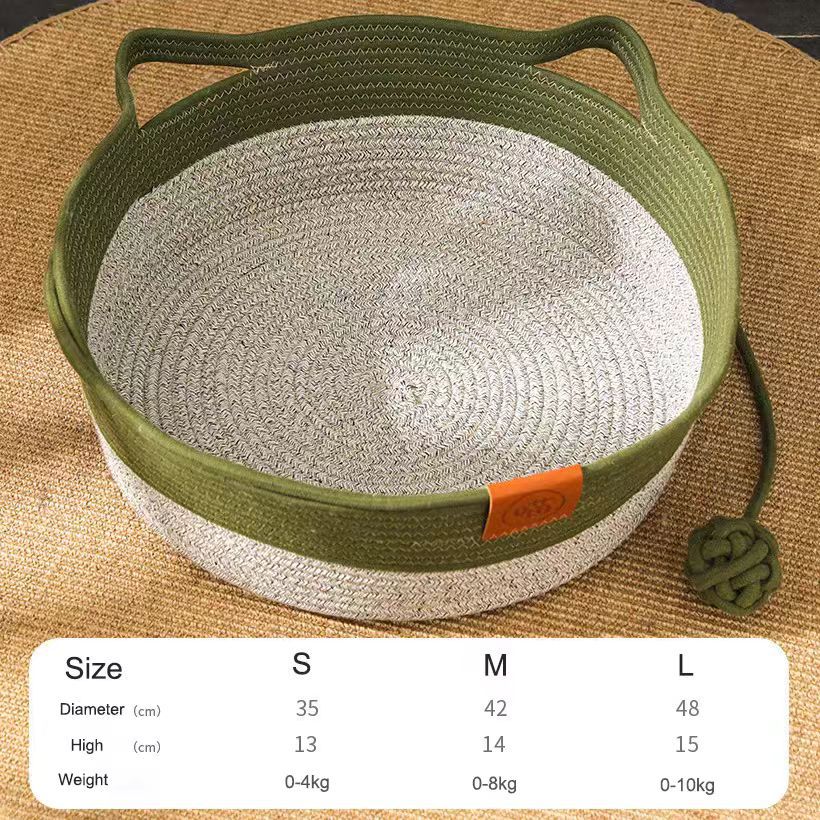 Rattan Woven Cat Bed with Cotton Pad
